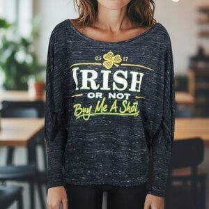 Irish Or Not Buy Me A Shot Graphic Top - Charcoal Heather - St. Patrick’s Day